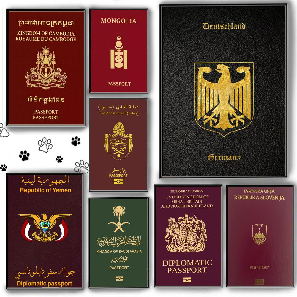 Home Office Passport - Плакат для паспортов с глубоким красным