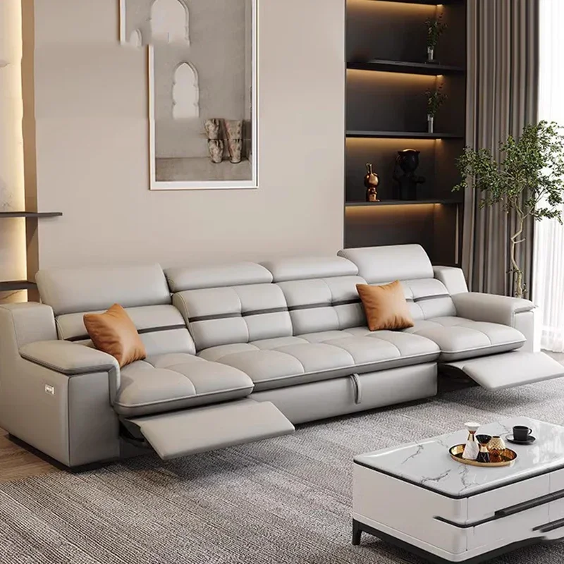 Home Office With Sofa - Постмодернистские коричневые диваны для гостиной с